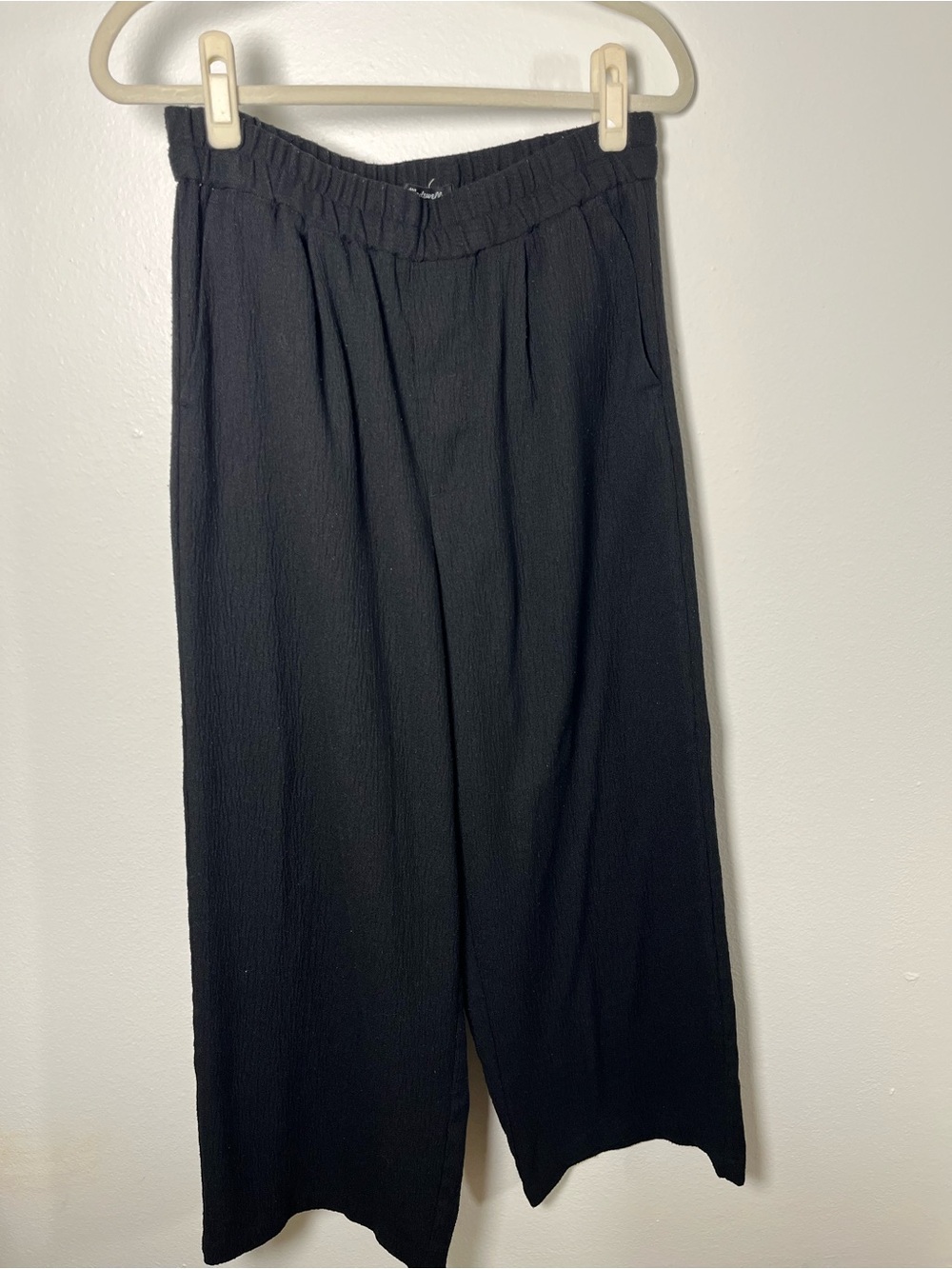 Madewell SIZE M Black Wide-Leg Elastic-Wide Leg Pull On Pants
